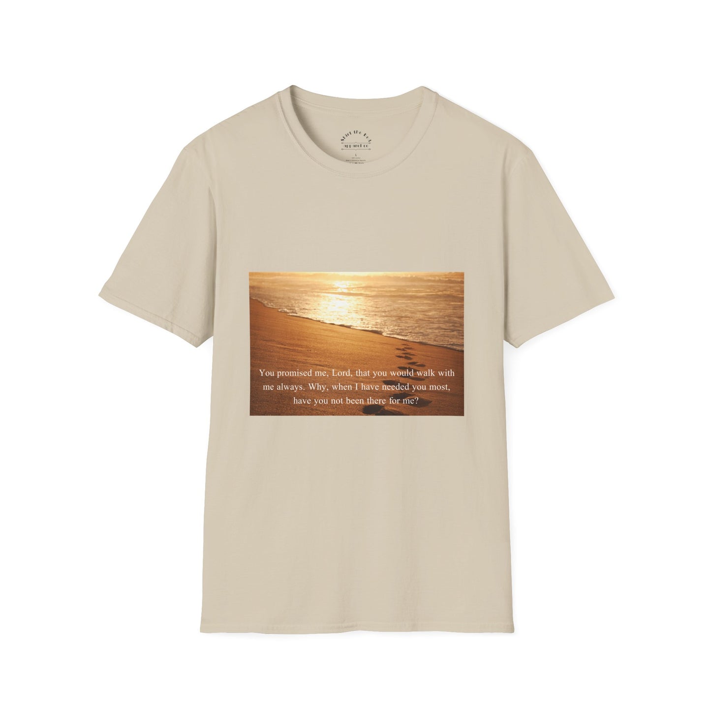 Footprints in the Sand - "Oh yeah, sorry, I saw a cool rock over there." Picture T-Shirt